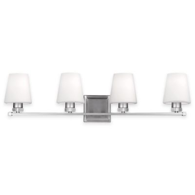 Buy Feiss Rouen 4-Light Bath Vanity Fixture in Satin Nickel from Bed Bath & Beyond